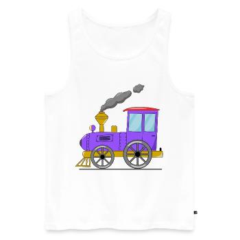 Kinderzug Eisenbahn lila - Männer Premium Bio Tank Top - Weiß - Vorne - Michal (187cm)