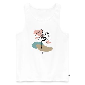 Abstrakte Mohnblume Poppies line art Farbklecks - Männer Premium Bio Tank Top - Weiß - Vorne - Michal (187cm)