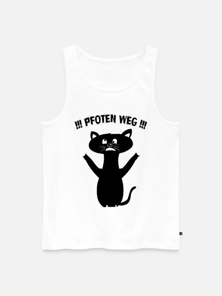 Pfoten Weg! – Schwarze Katze Statement - Männer Premium Bio Tank Top - Weiß