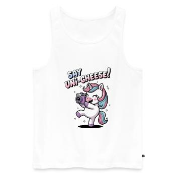 Say Uni-Cheese! - Men's Premium Organic Tank Top - white - Front - Michal (187cm)