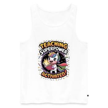 Teaching Superpower Activated! - Men's Premium Organic Tank Top - white - Front - Michal (187cm)