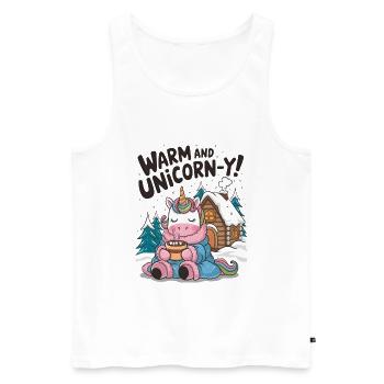 Warm And Unicorn-y! - Men's Premium Organic Tank Top - white - Front - Michal (187cm)