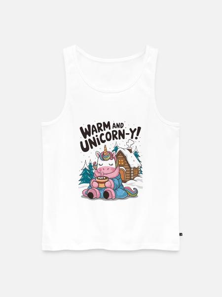 Warm And Unicorn-y! - Men's Premium Organic Tank Top - white