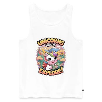 Einhörner lieben es zu erkunden! - Männer Premium Bio Tank Top - Weiß - Vorne - Michal (187cm)