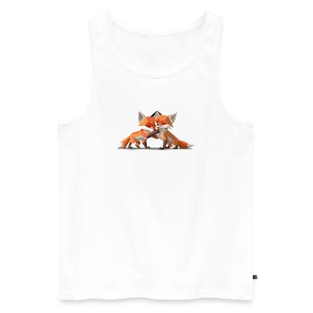 Low-poly Fox Cubs - Männer Premium Bio Tank Top - Weiß - Vorne - Michal (187cm)