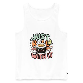 Just Roll With It - Men's Premium Organic Tank Top - white - Front - Michal (187cm)