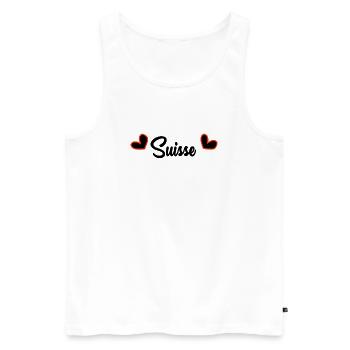SUISSE. PAYS. GENEVE. SUISSE. HUMOUR. PAYS - Débardeur bio Premium Homme - blanc - Devant - Michal (187cm)