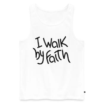 Ich gehe am Glauben vorbei - Männer Premium Bio Tank Top - Weiß - Vorne - Michal (187cm)