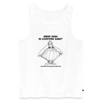 Obelix - Ein Gesunder in einem gesunden Körper. - Strichzeichnungen - Männer Premium Bio Tank Top - Weiß - Vorne - Michal (187cm)