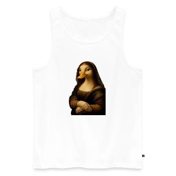 Mona Lisa als Ente - Männer Premium Bio Tank Top - Weiß - Vorne - Michal (187cm)