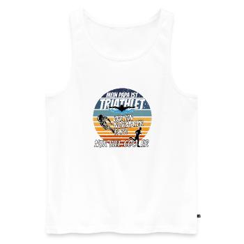 Mein Papa ist Triathlet - nur viel cooler - Männer Premium Bio Tank Top - Weiß - Vorne - Michal (187cm)