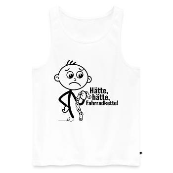 Strichel verlegen mit Fahrradkette: Hätte, hätte!! - Männer Premium Bio Tank Top - Weiß - Vorne - Michal (187cm)
