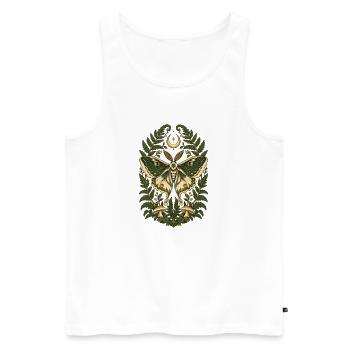 Nachtfalter mit Farn und Mond - Männer Premium Bio Tank Top - Weiß - Vorne - Michal (187cm)