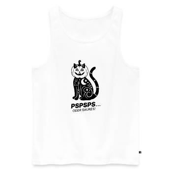 Pspsps oder Saures – Schwarze Katze Halloween - Männer Premium Bio Tank Top - Weiß - Vorne - Michal (187cm)