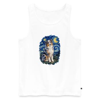 Australian Shepherd Sternennacht – Aussie Lover - Männer Premium Bio Tank Top - Weiß - Vorne - Michal (187cm)