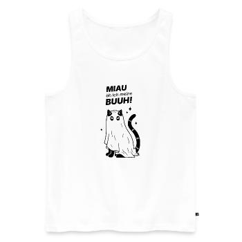 Miau äh ich meine Buuh! - Katze Gespenst Halloween - Männer Premium Bio Tank Top - Weiß - Vorne - Michal (187cm)