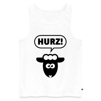 Hurz! (Lamm / Black / Lustig / Total Normal / POS) - Männer Premium Bio Tank Top - Weiß - Vorne - Michal (187cm)