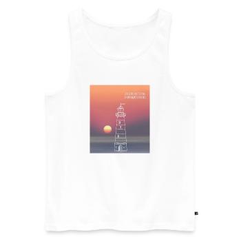 Der Sonnenuntergang gehört nicht zum Design - Männer Premium Bio Tank Top - Weiß - Vorne - Michal (187cm)