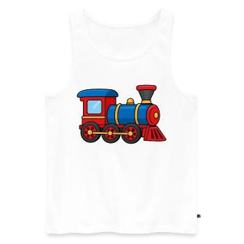 Kleine bunte Lokomotive – Comic Zug - Männer Premium Bio Tank Top - Weiß - Vorne - Michal (187cm)