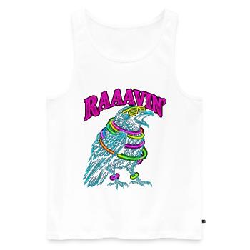 Raaavin Rabe Rave EDM Techno Festival Psychodelic - Männer Premium Bio Tank Top - Weiß - Vorne - Michal (187cm)