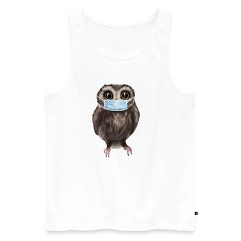 Eule mit Maske - Süße Eule mit Mundschutz - Männer Premium Bio Tank Top - Weiß - Vorne - Michal (187cm)