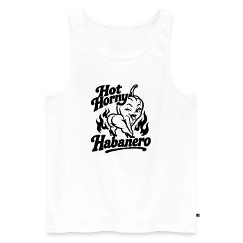Hot Horny Habanero - Männer Premium Bio Tank Top - Weiß - Vorne - Michal (187cm)