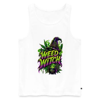 Weed Witch – Magische Cannabis Hexe - Männer Premium Bio Tank Top - Weiß - Vorne - Michal (187cm)