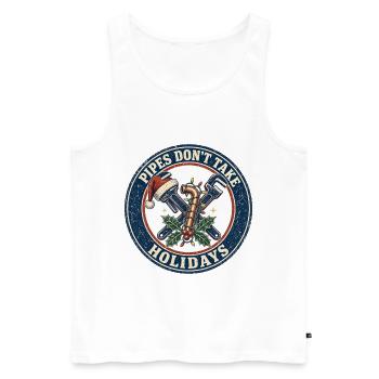 Pipes Don't Take Holidays – Klempner Weihnachten - Männer Premium Bio Tank Top - Weiß - Vorne - Michal (187cm)