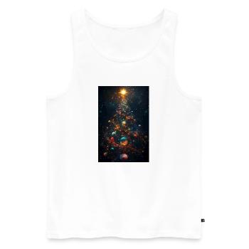 Kosmischer Weihnachtsbaum mit Planetenschmuck - Männer Premium Bio Tank Top - Weiß - Vorne - Michal (187cm)