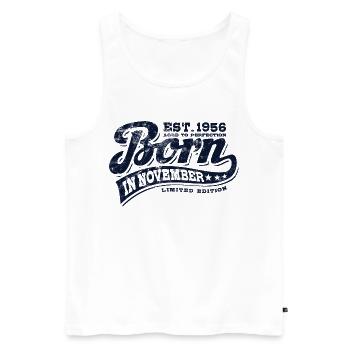 Born in November 1956 - Geburtstag - Geschenk - Männer Premium Bio Tank Top - Weiß - Vorne - Michal (187cm)