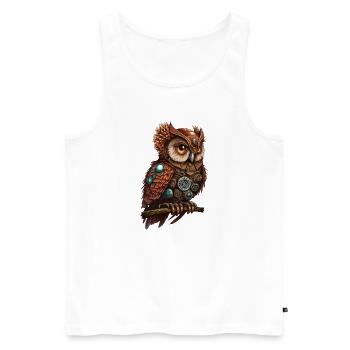 Steampunk Eule Steam Punk Eule Vogel Vintage - Männer Premium Bio Tank Top - Weiß - Vorne - Michal (187cm)