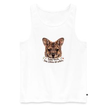 Kopf hoch: Das Leben ist schön - Männer Premium Bio Tank Top - Weiß - Vorne - Michal (187cm)