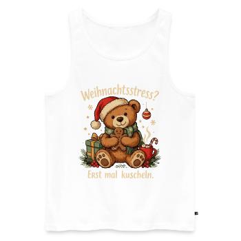 Kleiner Teddybär mit Nikolausmütze und Lebkuchen - Männer Premium Bio Tank Top - Weiß - Vorne - Michal (187cm)