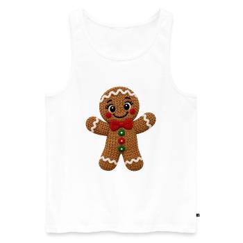 Lebkuchen Weihnachten Häkeloptik süßes Plätzchen - Männer Premium Bio Tank Top - Weiß - Vorne - Michal (187cm)