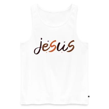 Jesus - Männer Premium Bio Tank Top - Weiß - Vorne - Michal (187cm)