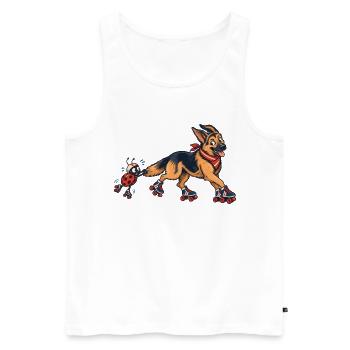 Schäferhund und Marienkäfer auf Rollschuhen - Männer Premium Bio Tank Top - Weiß - Vorne - Michal (187cm)