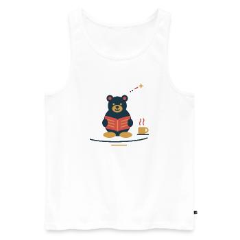 Bär liest Wintergeschichten – gemütlicher Advent - Männer Premium Bio Tank Top - Weiß - Vorne - Michal (187cm)