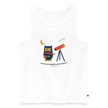 Eule am Sternenteleskop – Winterastronomie - Männer Premium Bio Tank Top - Weiß - Vorne - Michal (187cm)