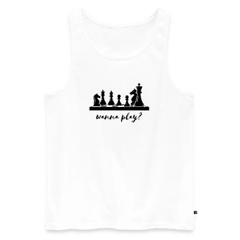 Schachbrett - Männer Premium Bio Tank Top - Weiß - Vorne - Michal (187cm)