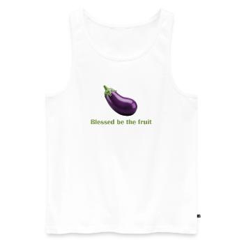 Gesegnet sei die Frucht – Spaß-Shirt! - Männer Premium Bio Tank Top - Weiß - Vorne - Michal (187cm)