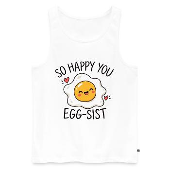 So happy you egg-sist Eier Wortwitz - Männer Premium Bio Tank Top - Weiß - Vorne - Michal (187cm)