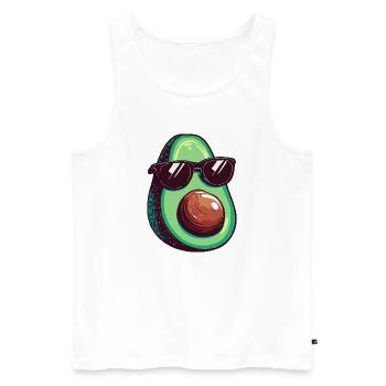 Avocado mit dunkler Sonnenbrille - Männer Premium Bio Tank Top - Weiß - Vorne - Michal (187cm)
