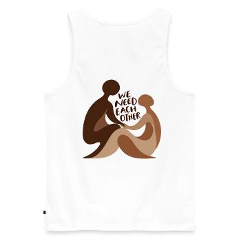 We Need Each Other - Männer Premium Bio Tank Top - Weiß - Hinten - AI Model Male 178 light (178cm)