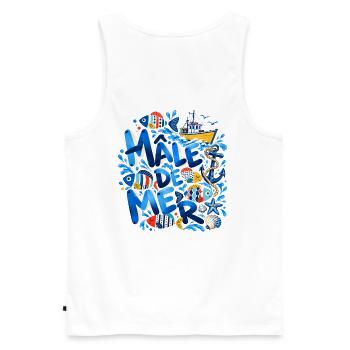Männlicher Sea Nautical Illustrated Ocean Blue - Männer Premium Bio Tank Top - Weiß - Hinten - AI Model Male 178 light (178cm)