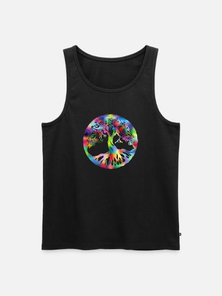 Lebensbaum bunt - Männer Premium Bio Tank Top - Schwarz