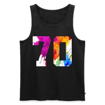 NUMMER 70 JAHRE ALT 70. GEBURTSTAG - Männer Premium Bio Tank Top - Schwarz - Vorne - Michal (187cm)