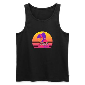 Synthwave Girl - Men's Premium Organic Tank Top - black - Front - Michal (187cm)