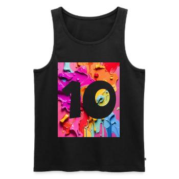 NON. 10 NUMÉRO 10 COLORÉ 10E ANNIVERSAIRE - Débardeur bio Premium Homme - noir - Devant - Michal (187cm)