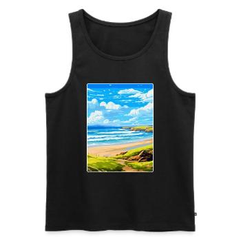 Constantine Bay Cornwall England Vereinigtes Königreich Reiseposter - Männer Premium Bio Tank Top - Schwarz - Vorne - Michal (187cm)