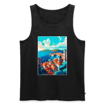 Dubrovnik Kroatien Vintage Reiseplakat Souvenir - Männer Premium Bio Tank Top - Schwarz - Vorne - Michal (187cm)